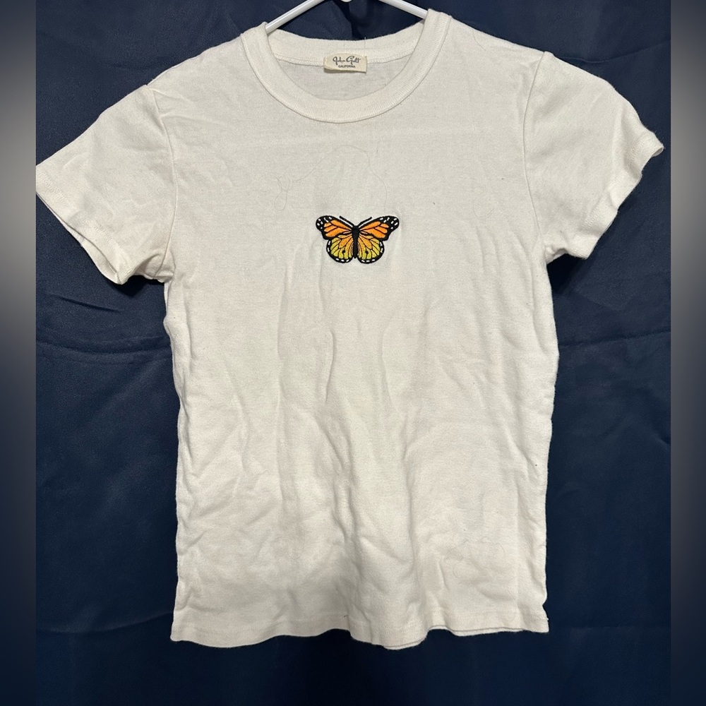 Pacsun John Galt butterfly white tee